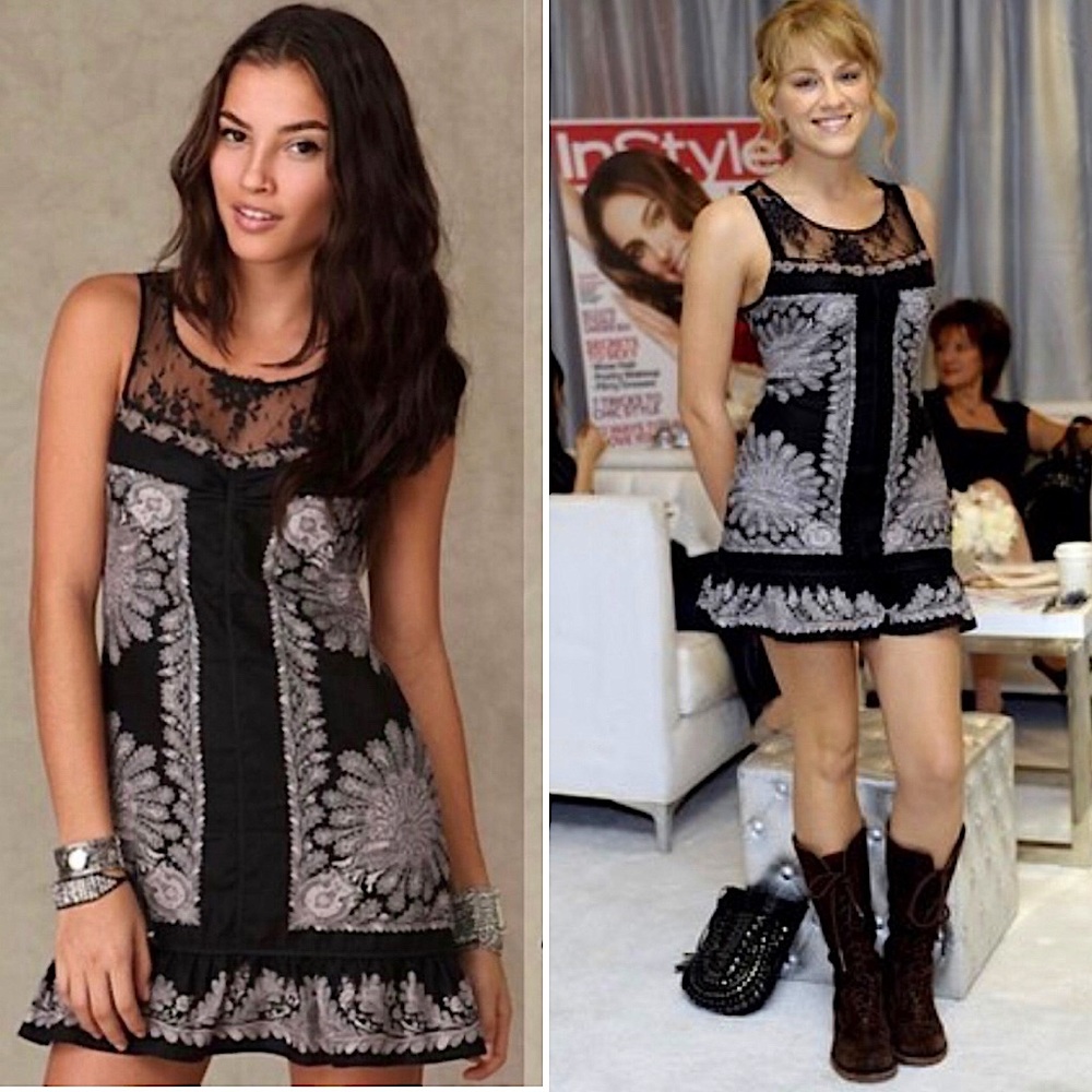 Free People Peacock Shift Mini Dress 8 Linen Lace Ruffle Embroidered Boho Floral - Picture 3 of 16